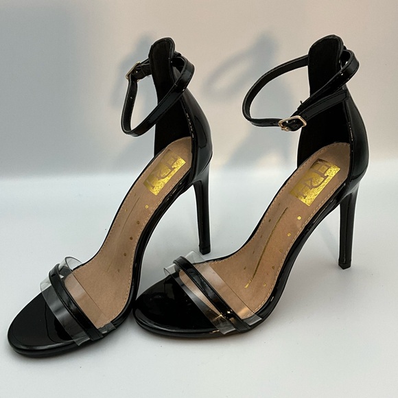 FRH Heels Size 5 1/2 Black with Straps and 4” Heel - Picture 2 of 4